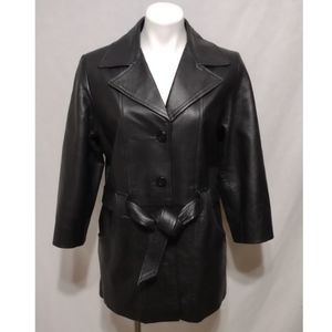 Vintage Phase 2 Gothic Belted Leather Jacket Short Trench Coat MP Edgy Casual